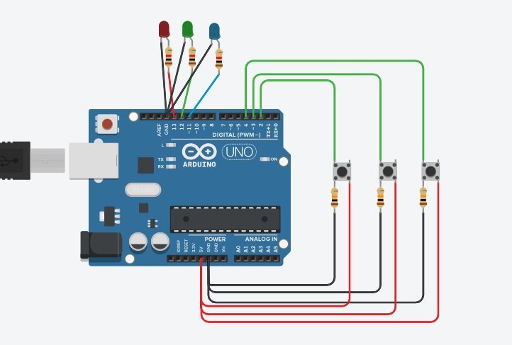 Arduino 3 LED Button Circuit Diagram