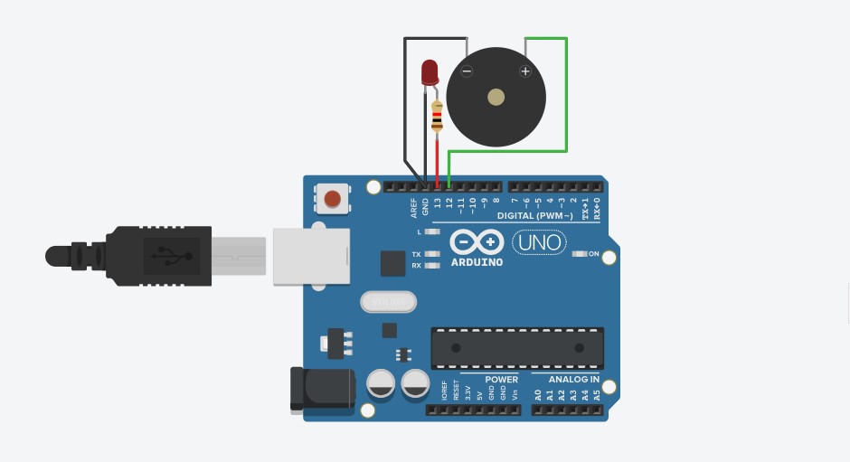 interface LED and Buzzer with Arduino board